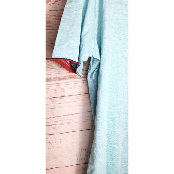 Vassari Los Angeles V-Neck XL Slim Fit Short Sleeve Teal Cut Hem, Cuff Shirt - Picture 5 of 16